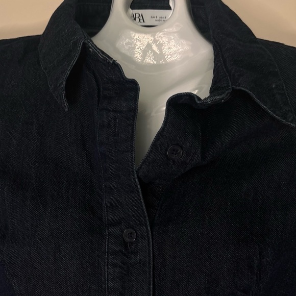 Zara Dark Denim Shirt Dress - Picture 2 of 6